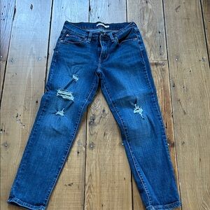 Levi's Dark Blue Distressed Boyfriend Jeans